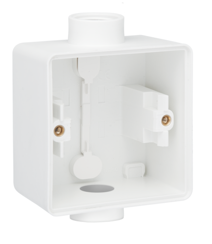 Boîte en saillie simple étanche aux projections d'eau avec deux entrées M20 simples pour une fonction, couleur blanc
