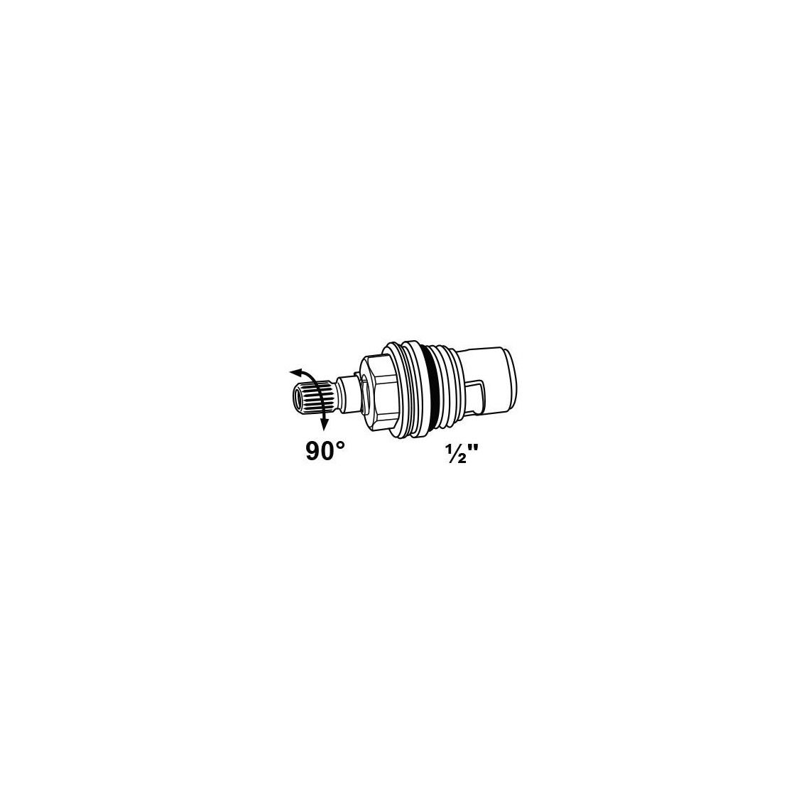 98614780 Ceramic upper part, brass, 1/2", 90° closing vue 2