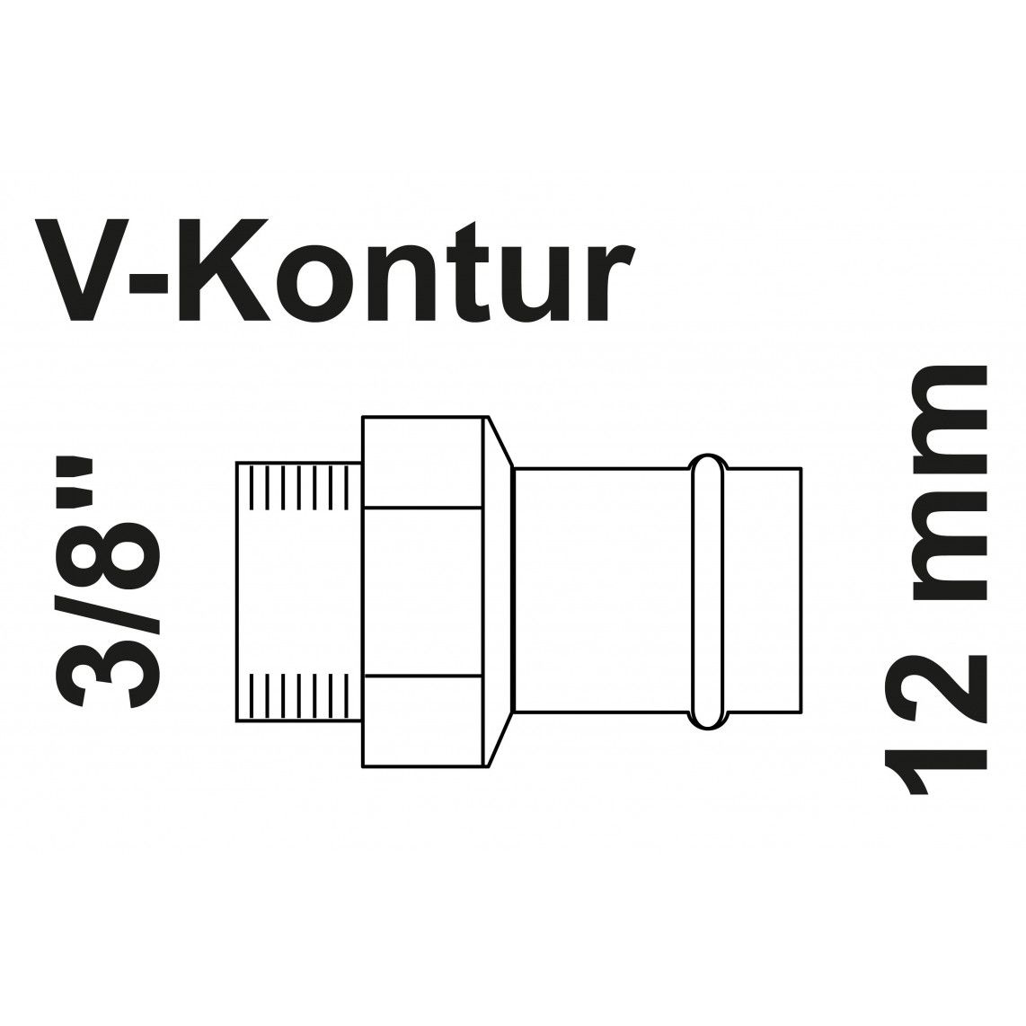 988623955 Transition socket, press fitting for copper V-profile, 12 mm x 3/8" female, 1 socket vue 2