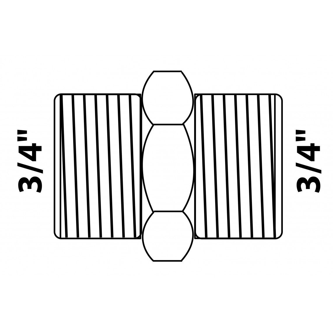 989343155 MS dubbele nippel, chroom, 3/4"BU vue 2