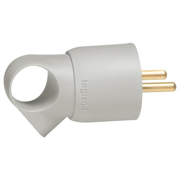 Fiche 2 pôles + T 16A avec anneau Gris