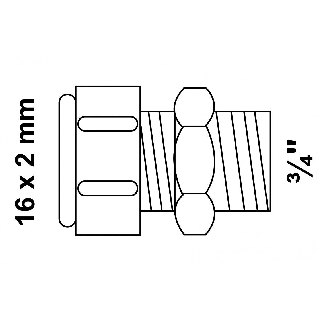 988905255 MS overgangsstuk, blanco, 16 mm x 3/4"BU, knelfitting voor meerlagen buis vue 4