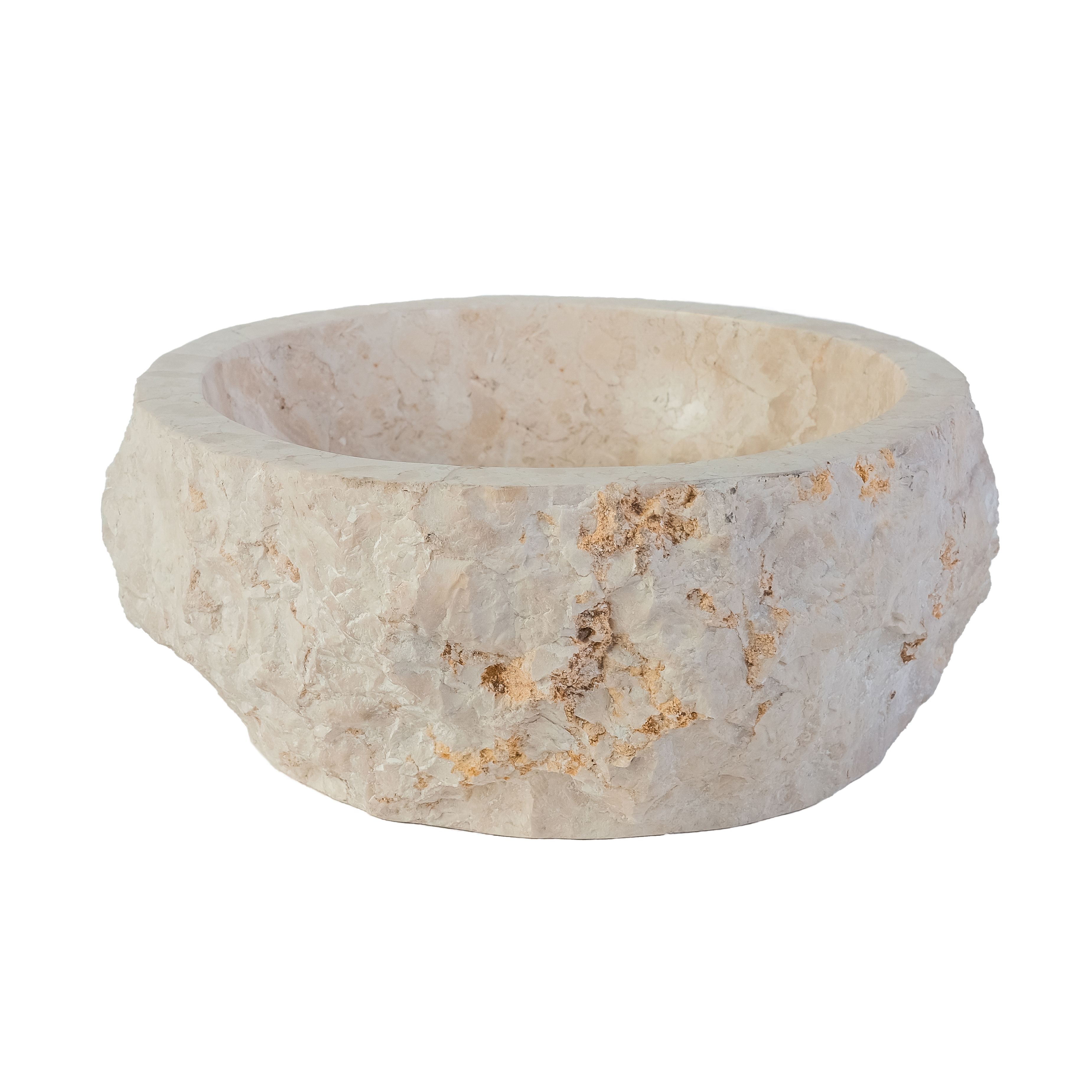 VASQUE EN MARBRE NATURELLE ÉRODÉ - CRÈME 30-35x15CM vue 2