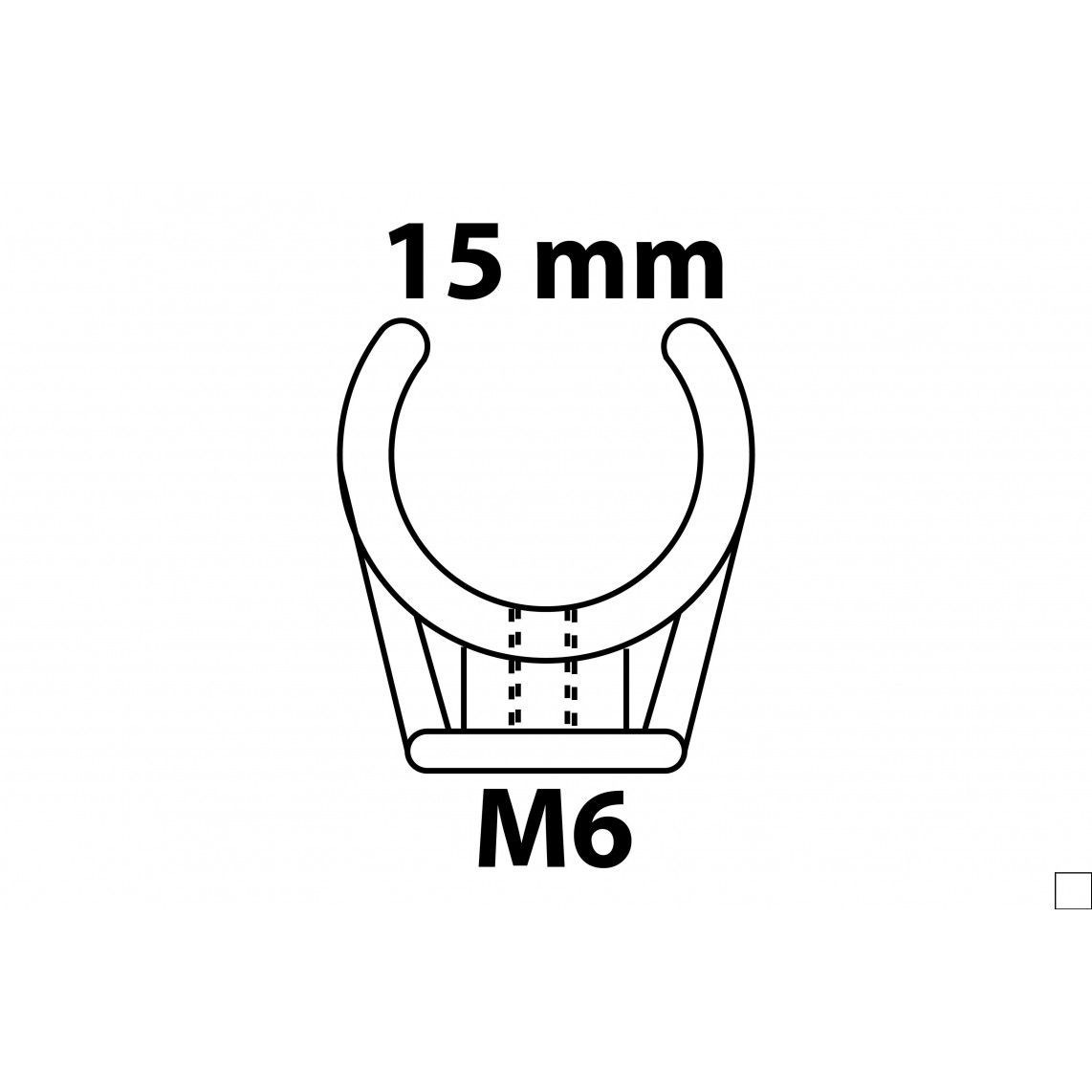 989182555 buis klembeugel, enkel, 15 mm, met M6 draadbus (25x) vue 2
