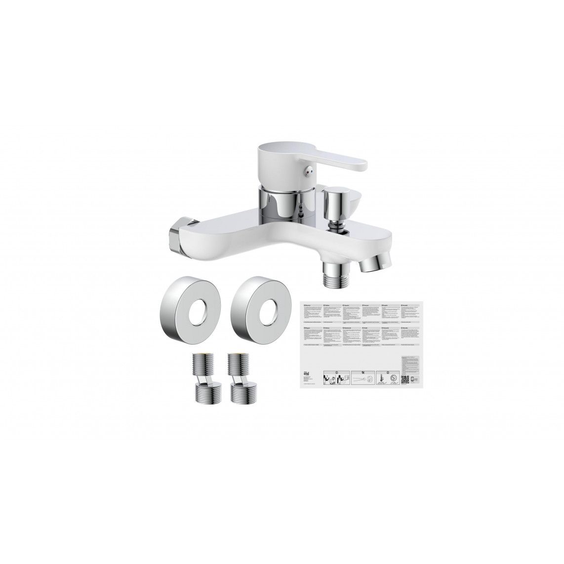 NI023DINWCR DIZIANI Bathtub mixer, white/chrome vue 4