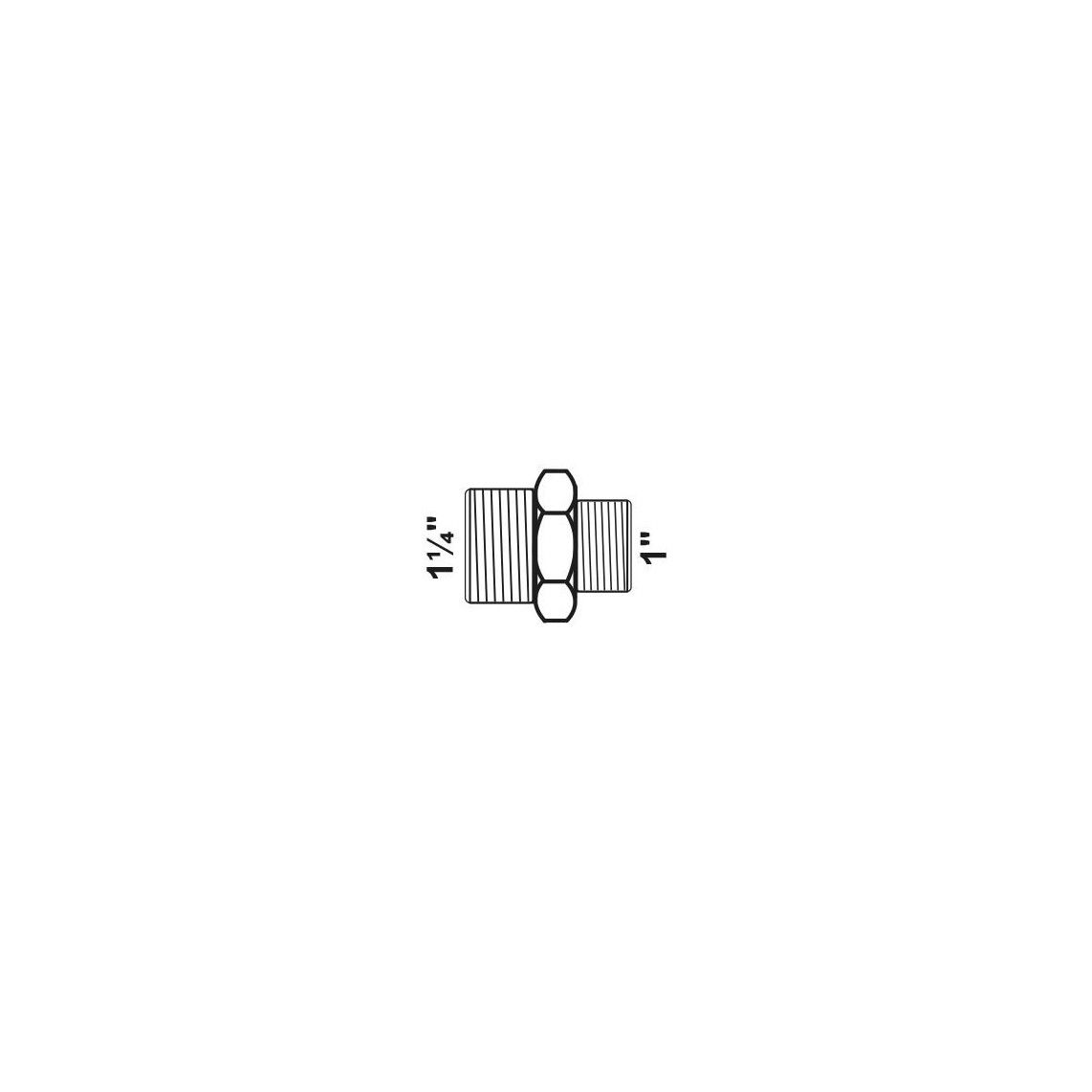 989356349 MS dubbele verloopnippel, blanco, 1 1/4"BU x 1"BU vue 2