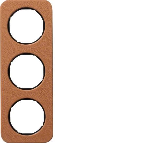 Plaque de recouvrement 3 postes R.1 Cuir Bruin / Noir