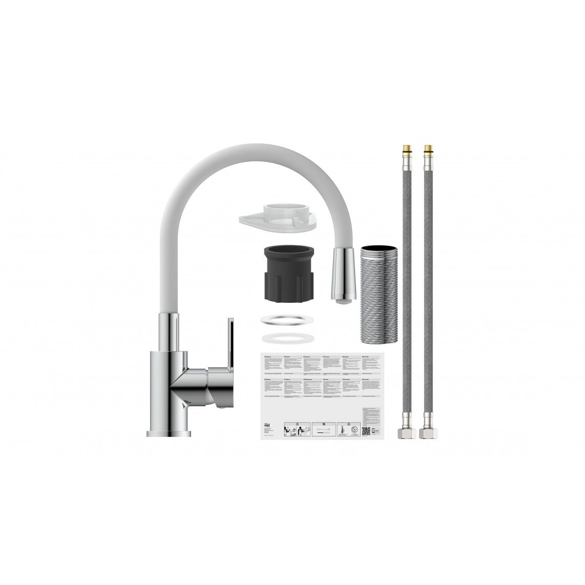 NI186FLHG FLEXO Sink mixer, chrome/light grey, with soft-touch hose vue 3