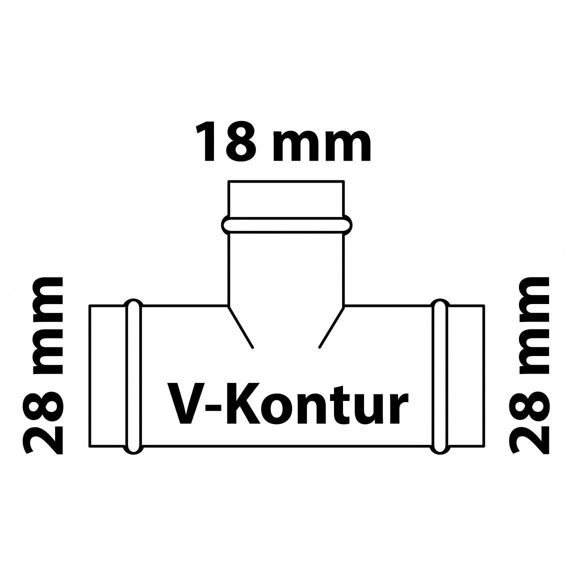 988618854 Tee reducer piece, press fitting for copper V-profile, 28 mm x 18 mm x 28 mm, 3 sockets vue 2