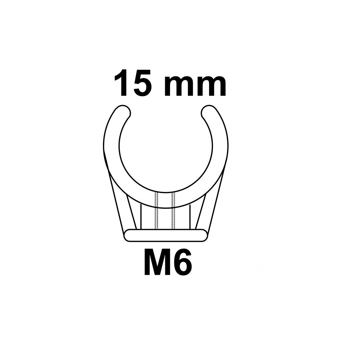 989182117 buis klembeugel, enkel, 15 mm, met M6 draadbus vue 2