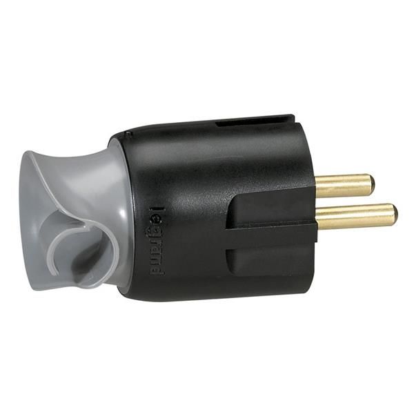 Fiche 2 pôles + T orientable câble 16A Noir