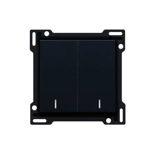 Set de finition avec double voyant pour interrupteur double allumage, interrupteur va-et-vient + bouton-poussoir N.O., interrupteur va-et-vient double ou bouton-poussoir double N.O. ou N.F., couleur black coated