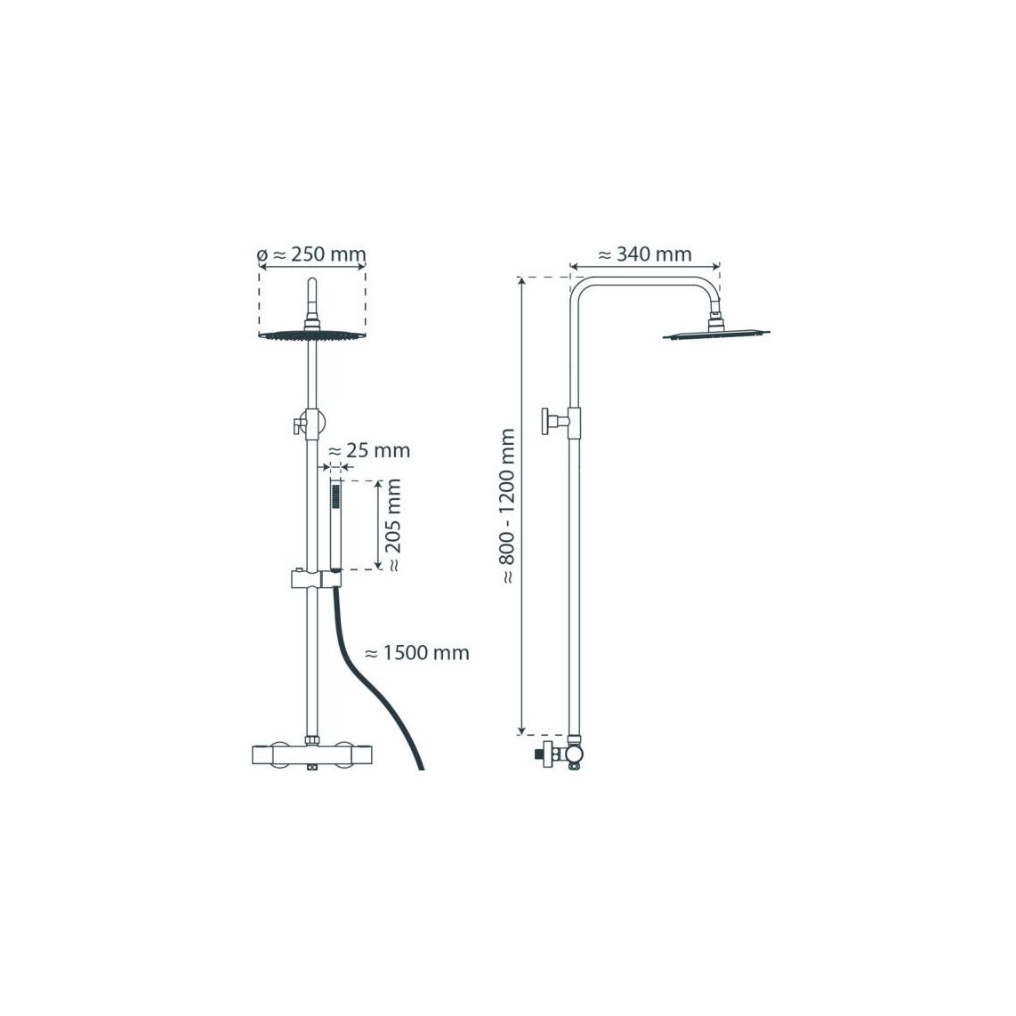 60074 AQUADUCT Overhead shower set, black matt, with thermostatic mixer vue 8