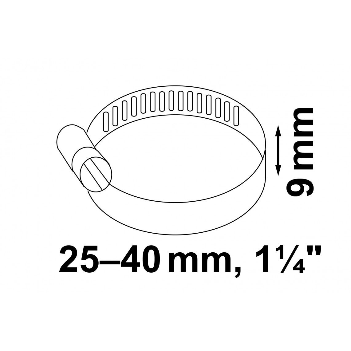 987374155 slangklem 9 mm Bandbreedte, RVS, 25 - 40 mm, voor 1 1/4" vue 2