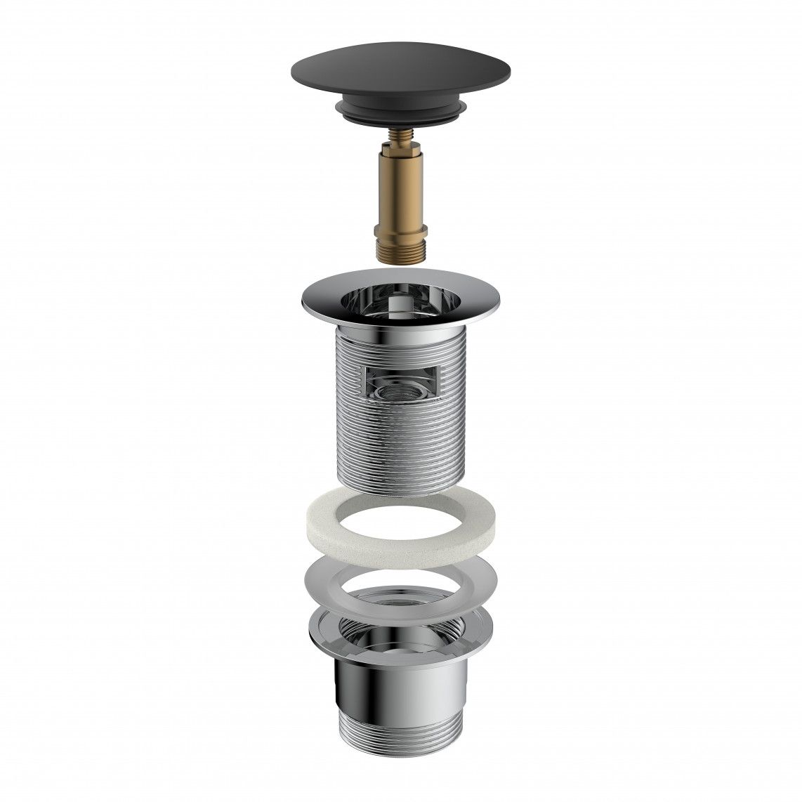 98807420 Design-drain valve, cap, black matt, 1 1/4" x 65 mm, with overflow vue 9