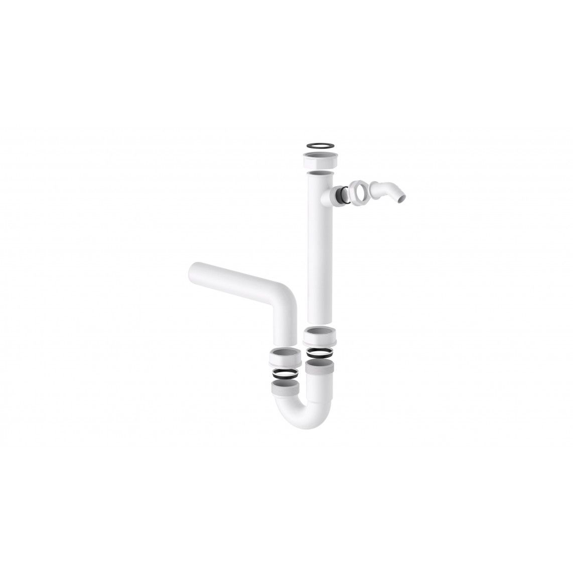 98831348 KS spoelbak-buissifon, wit, 1 1/2"BI x 40 mm, met 3/4" toestelaansluiting vue 2