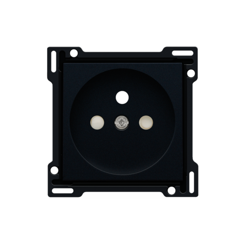 Set de finition pour prise de courant avec broche de terre et obturateurs de protection, profondeur d’encastrement de 28,5 mm, couleur black coated