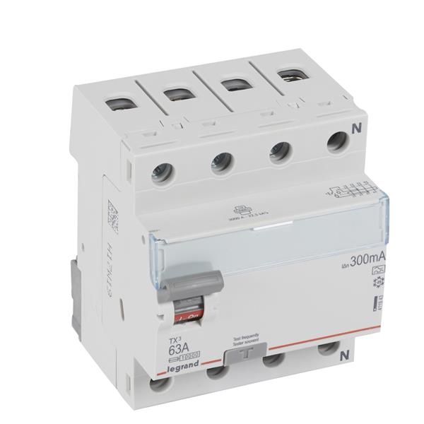 Interrupteur différentiel TX³ 4 pôles 300mA 63A type A - 4 modules