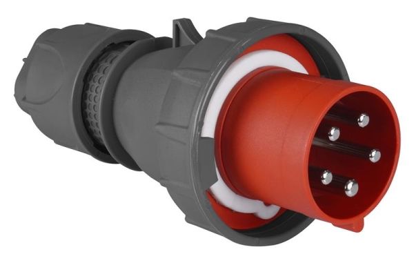Fiche CEE mâle 5 x 63A avec contact pilote 380 - 415Vac Rouge IP67