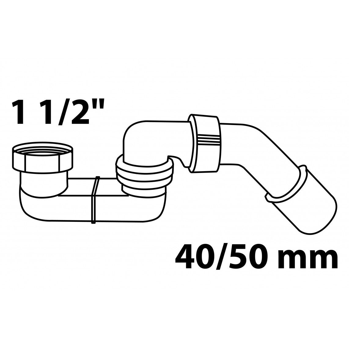 98811148 Trap, PP, white, 1 1/2" x 40/50 mm, for shower tray vue 2