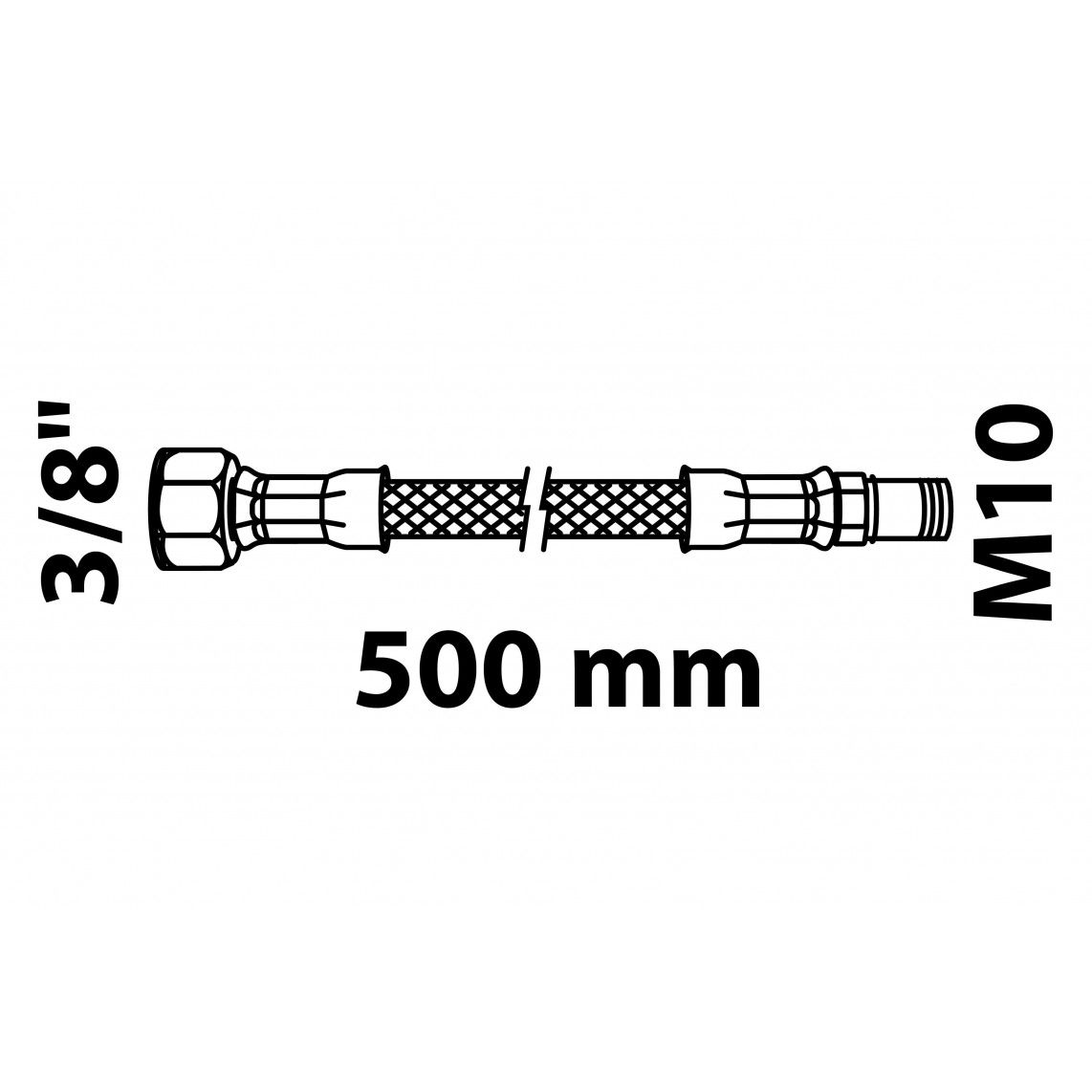 98628328 Flexible connection hose 500 mm, 3/8" female x M10 vue 2