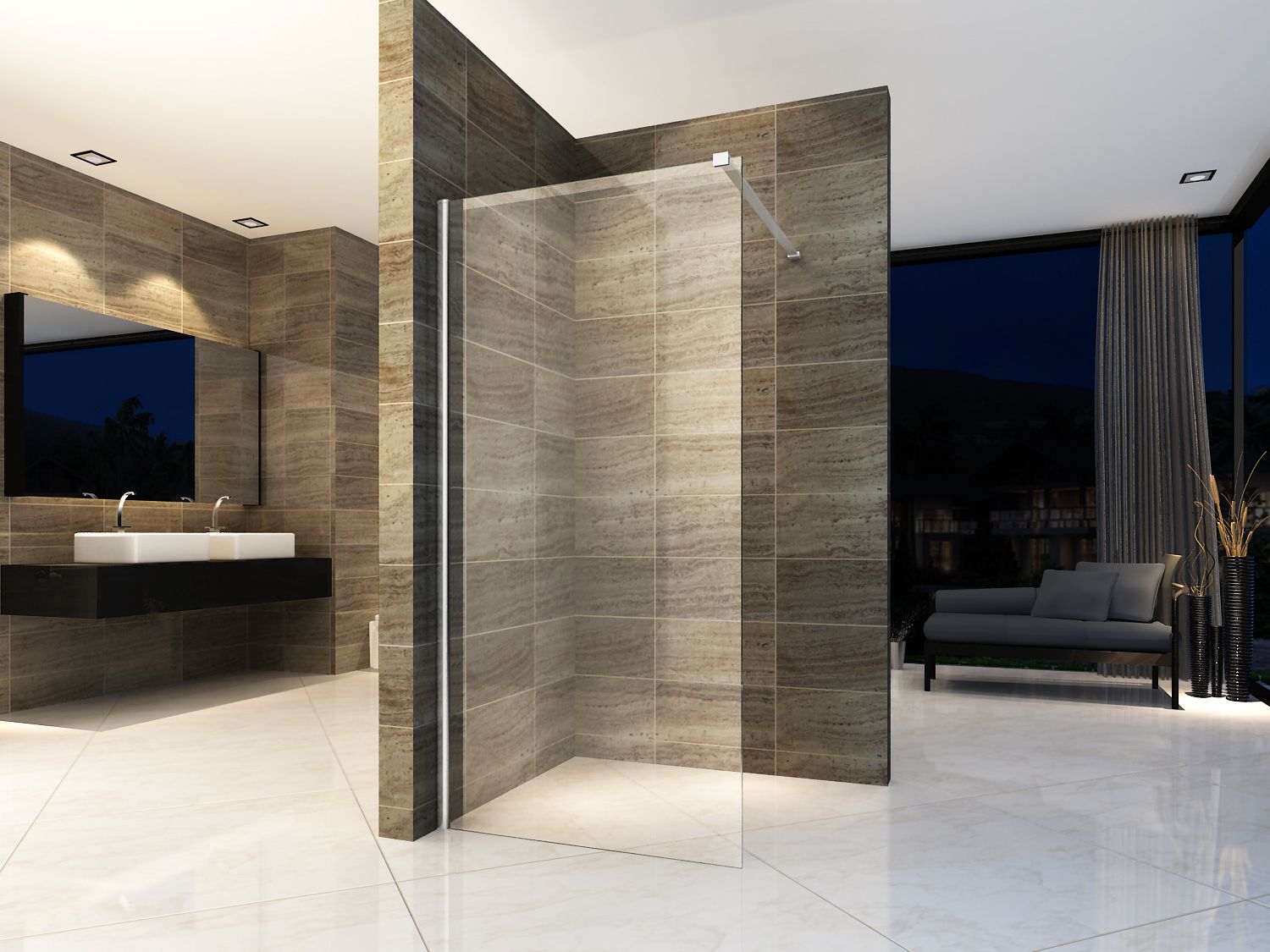 Aloni Douche À L’italienne - 900×2000MM - Chrome-verre Clair