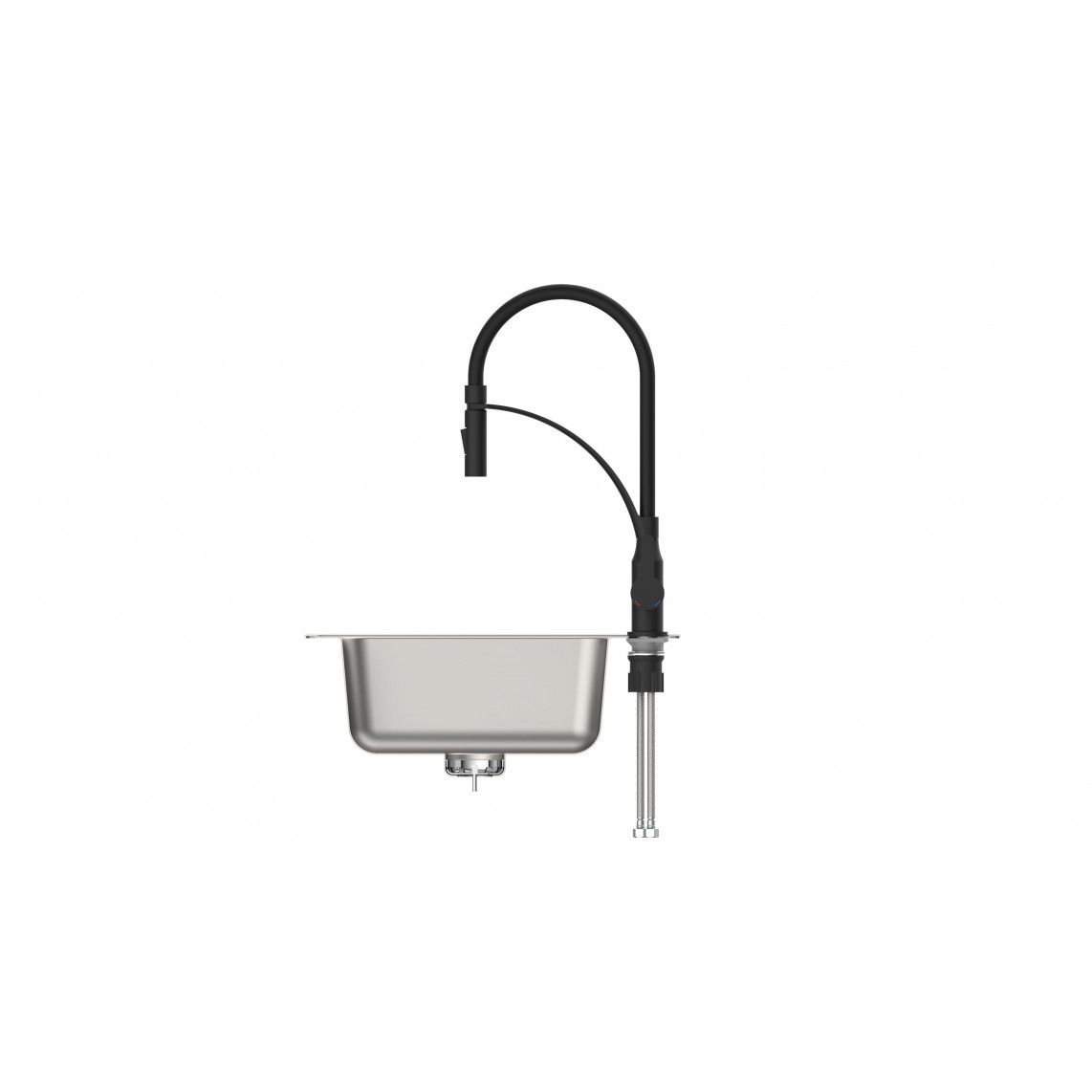 NI183CARB CARNEO Keukenkraan, mat zwart/zwart, met soft-touch slang vue 8