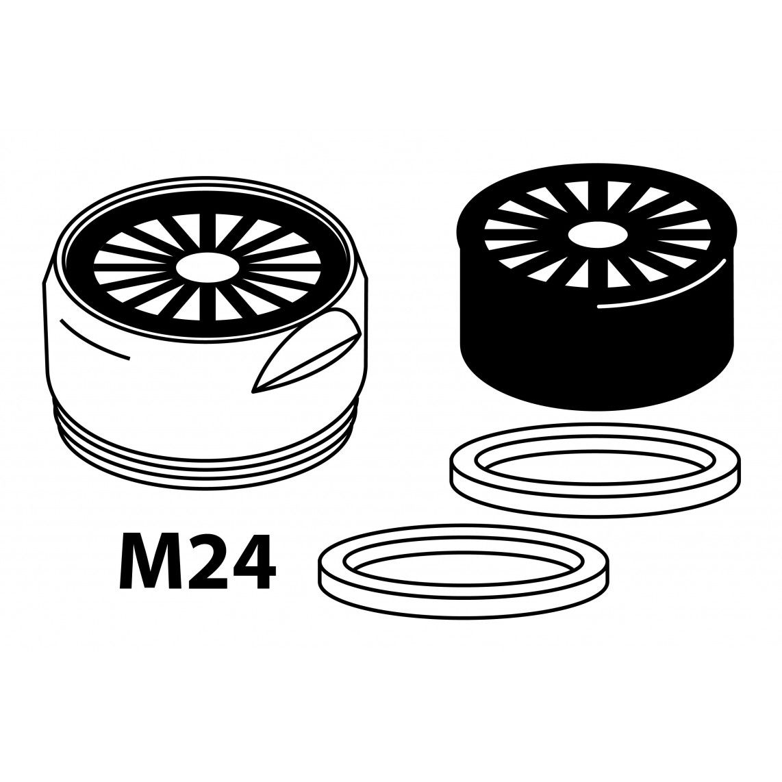 989548013 Jetbreaker set, chrome, housing (2x) / insert M24AG (4x) vue 2
