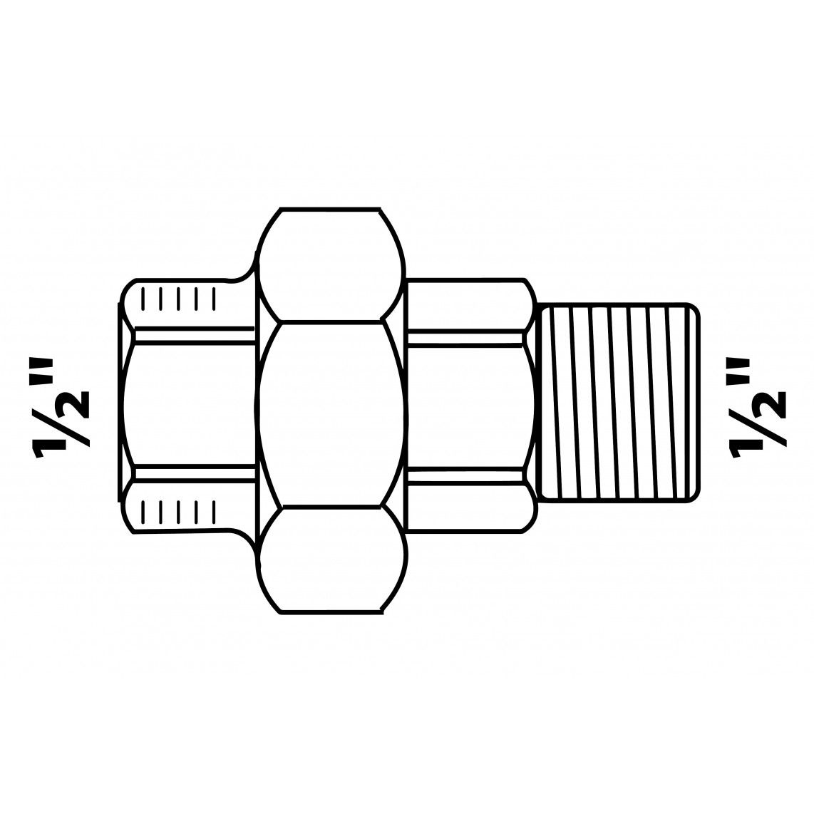 989831155 Screw connection, malleable galvanized, 1/2" female x 1/2" male, conical sealing vue 2