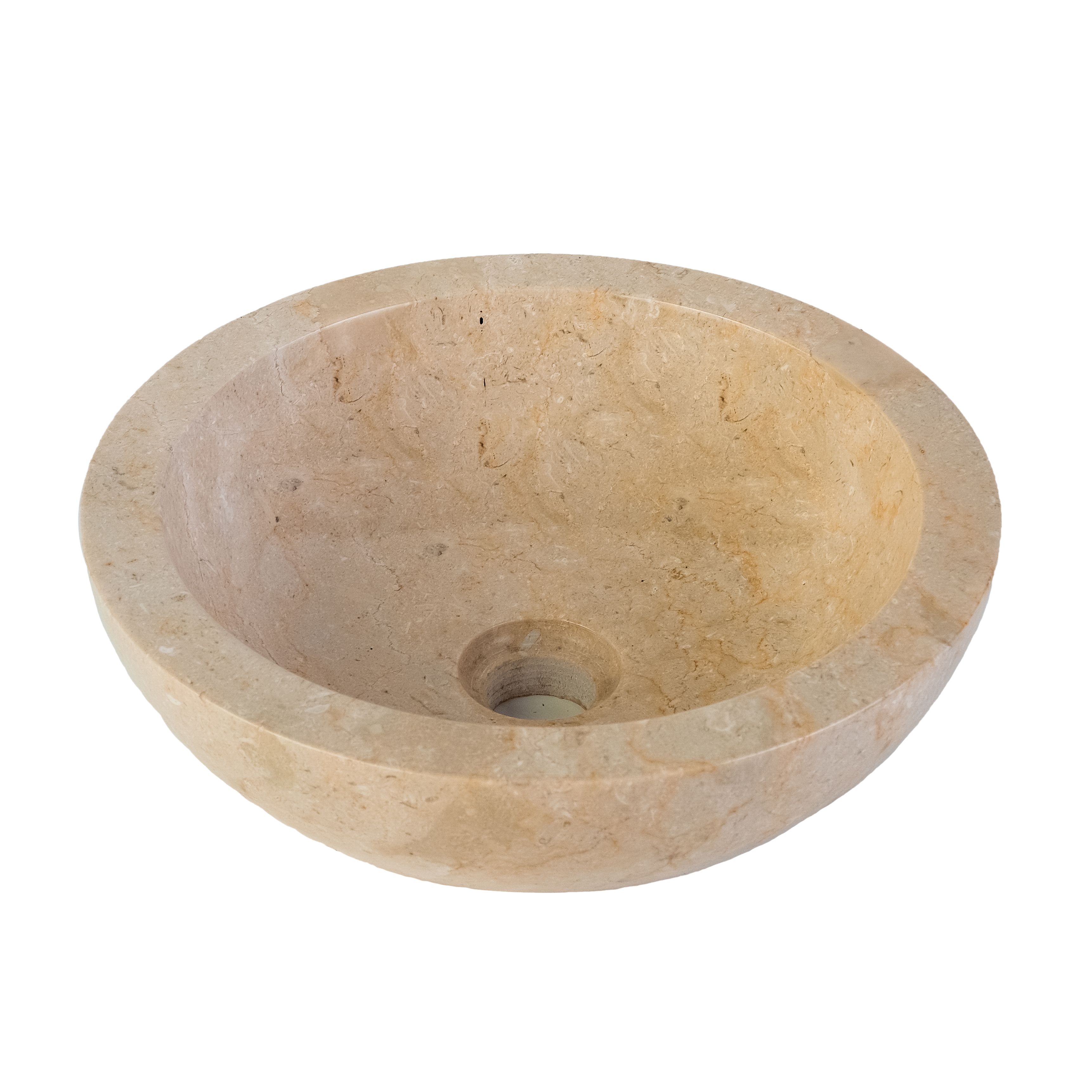 VASQUE EN PIERRE ENTIÈREMENT POLIE- MARBRE CRÈME 35x12CM vue 3