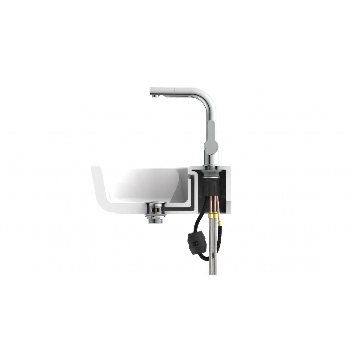 79710 LONDON Wastafelkraan, chroom, met uittrekbare haardouche vue 8