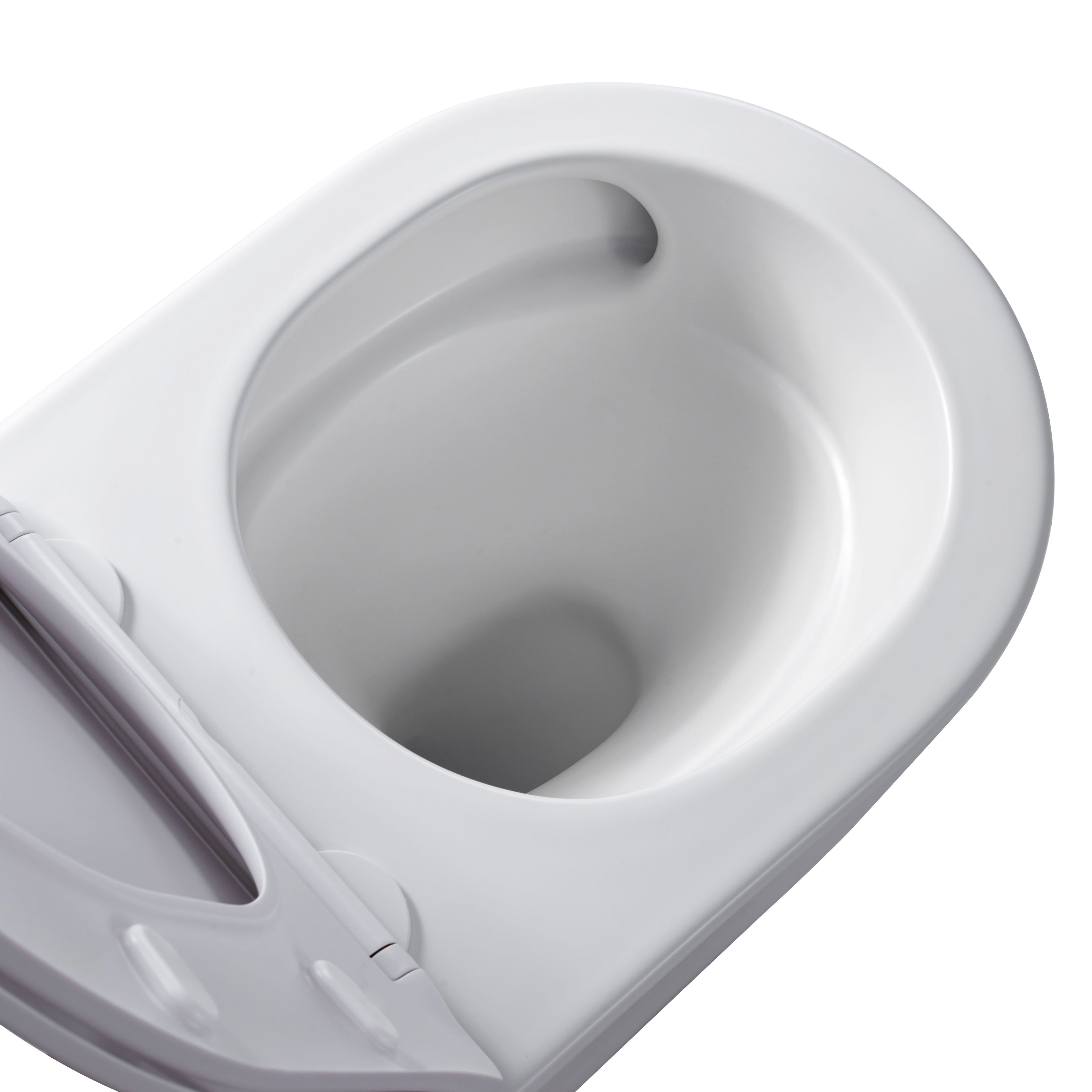 ALONI PRO WC SUSPENDU – TORNADO FLUSH – SANS BRIDE – AVEC ABATTANT – DUROPLAST – SOFT CLOSE – QUICK RELEASE – COMPACT 49 CM - 36X32X49 CM – BLANC BRILLANT vue 5