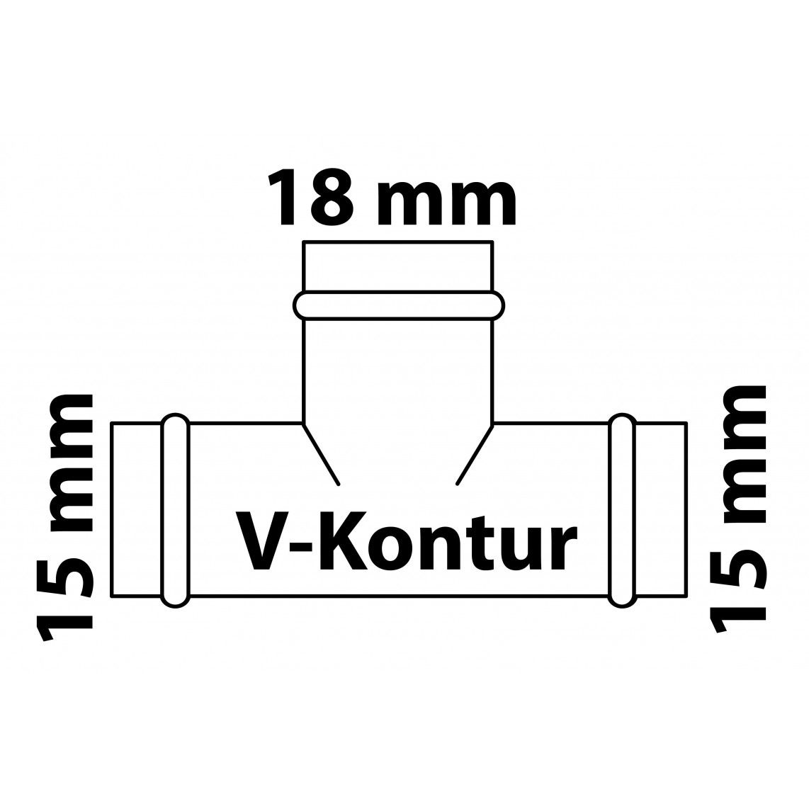 988618354 Tee reducer piece, press fitting for copper V-profile, 15 mm x 18 mm x 15 mm, 3 sockets vue 2