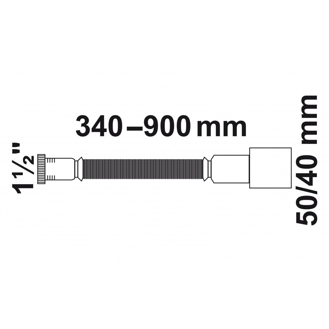 98836948 KS flexibele verbindingspijp, wit, 1 1/2"BI x 40/50 mm, 340-900 mm vue 10