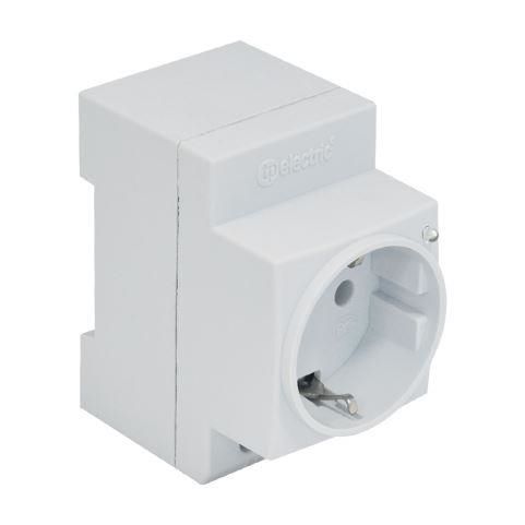 Prise avec Led pour montage sur rail Din France / Belgique 1 x 2A 220 - 240Vac