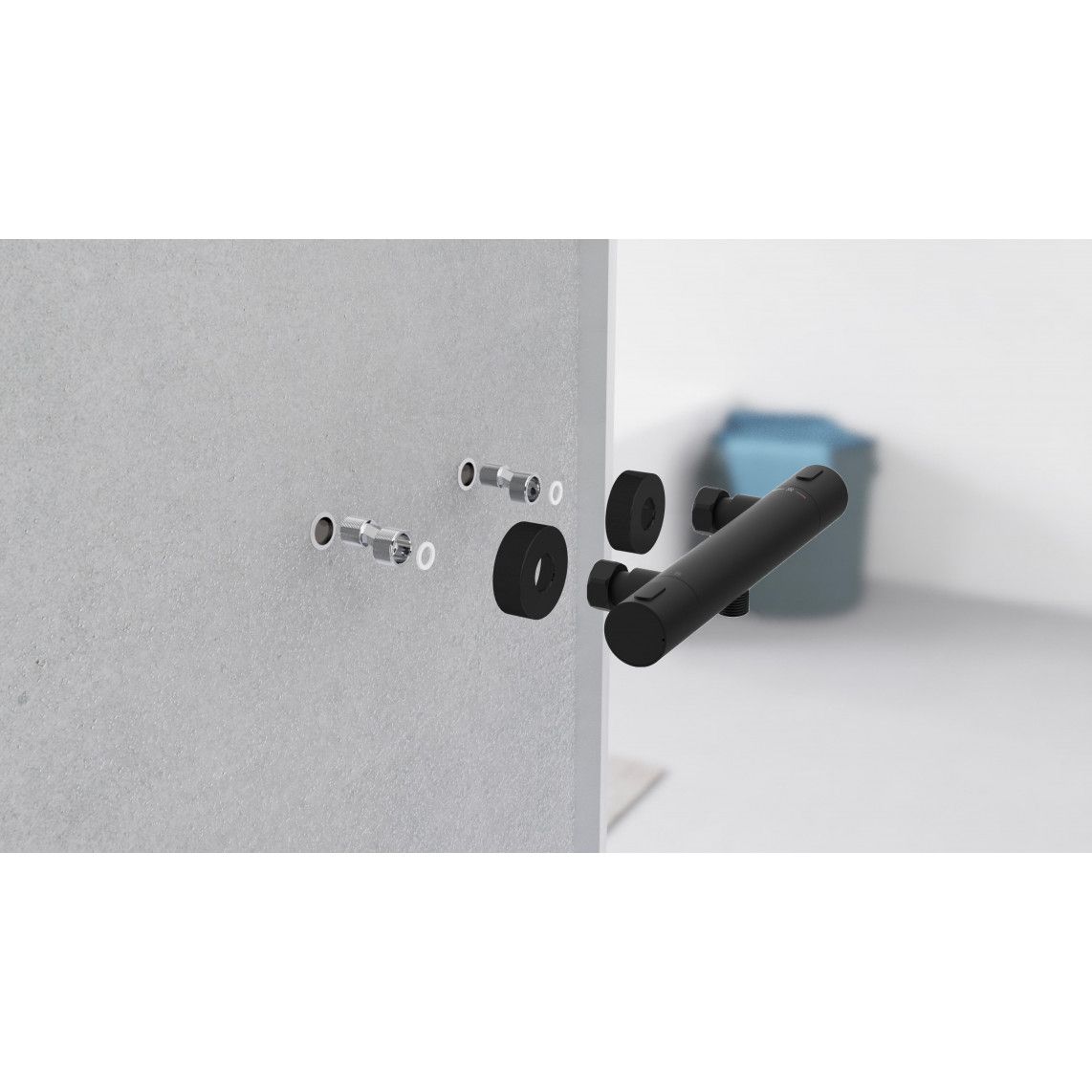 33186 LOS ANGELES Thermostatische douchekraan, mat zwart vue 5