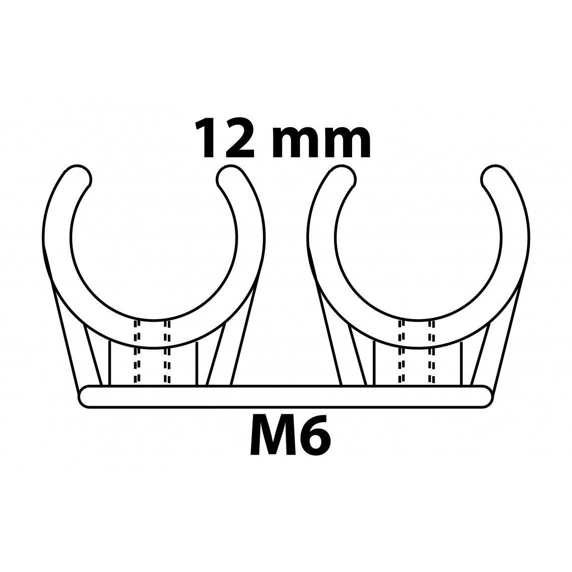 989186455 Pipe clip double, 12 mm, with M6 threaded sleeve (10x) vue 2