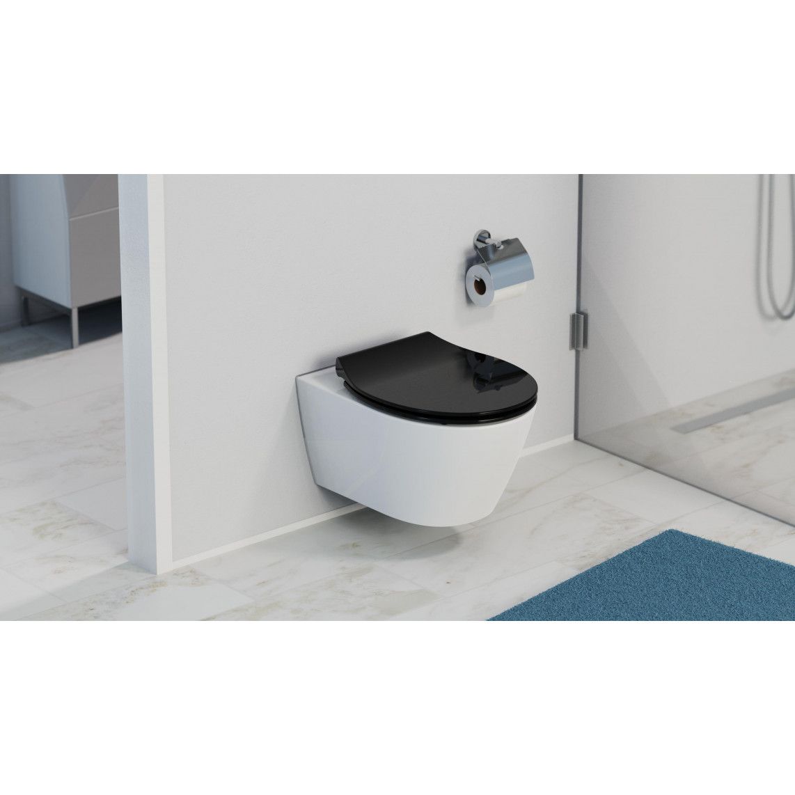 82710 Duroplast WC-zitting SLIM BLACK, met valrem en afneembaar vue 11