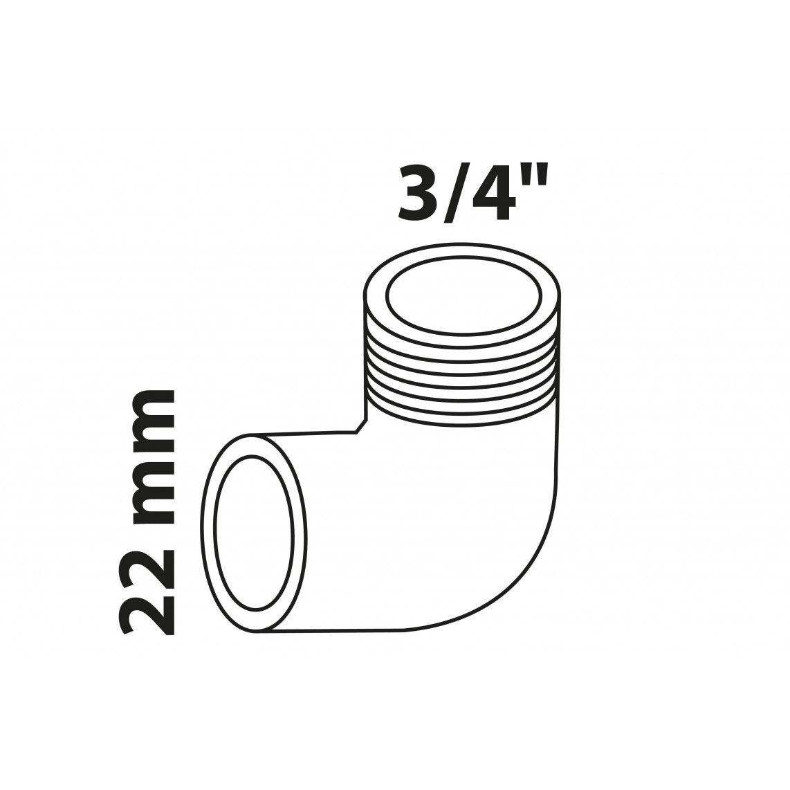 989213055 BR knie 90°, blanco, 22 mm x 3/4"BU, 1 mof (4092g) vue 2