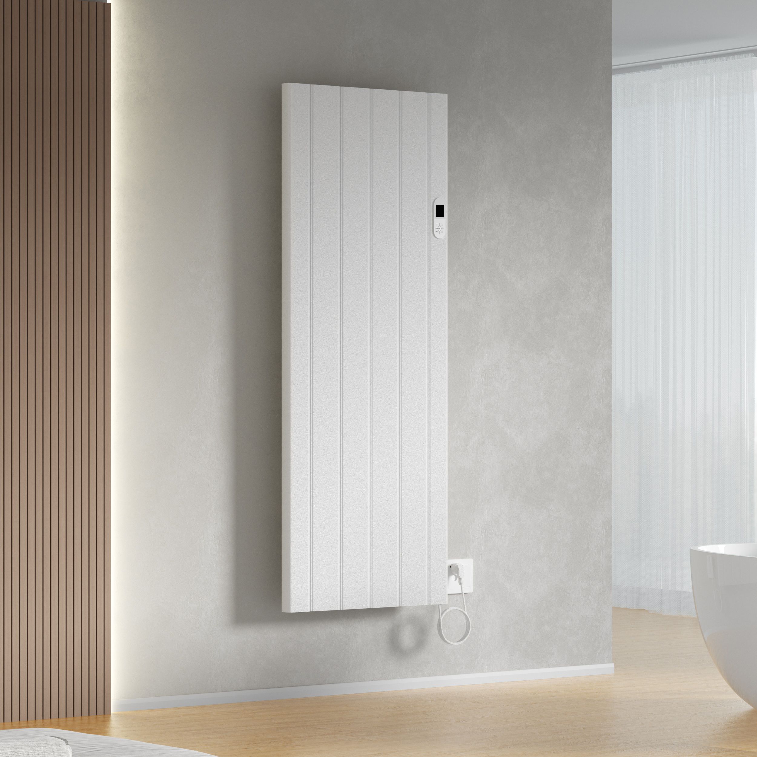 BELRAD ELEKTRISCHE RADIATOR - MET DIGITALE PROGRAMEERBARE THERMOSTAAT - SMART WIFI - 2000W - 1600X608X90 MM - MAT WIT vue 2