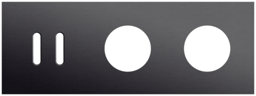 Plaque de recouvrement triple, horizontale 71 mm d'entraxe, pour une fonction de commutation double et deux fonctions de prise de courant, Niko Rocker alu black brushed