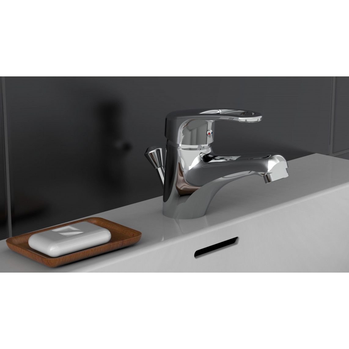 35010 BATONI Wash basin mixer, chrome vue 3