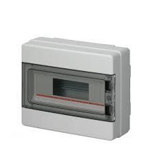 Coffret apparent 12 modules Gris 1 rangée avec porte transparente IP65 dimensions 280 x 220 x 100mm