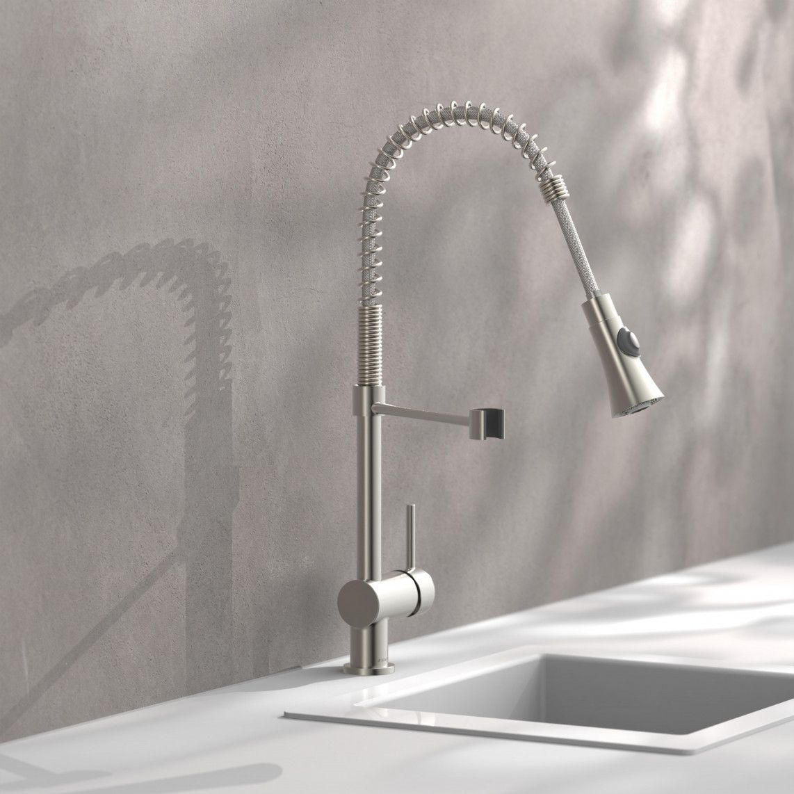 79195 CORNWALL Sink mixer low pressure, stainless steel look, with spiral spring vue 6