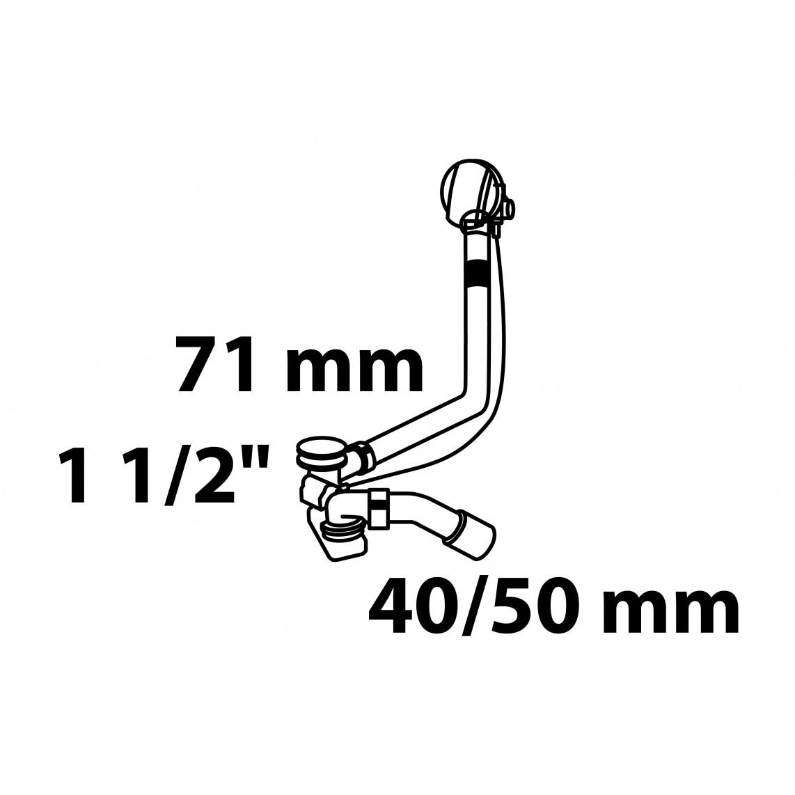 98845019 ECO-SAVE Bathtub waste and overflow set, plastic, grey, 1 1/2" x 40/50 mm, with pop-up waste vue 2