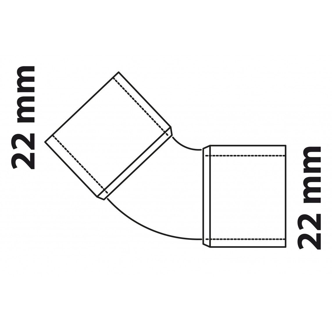 989114017 Elbow 45°, copper solder fitting, 22 mm, 2 sockets vue 3