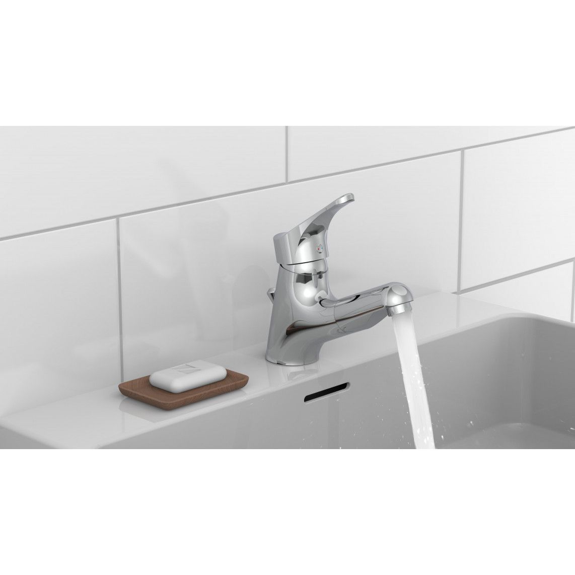 22150 ATTICA Wash basin mixer, chrome, with pull-out sprayer vue 7