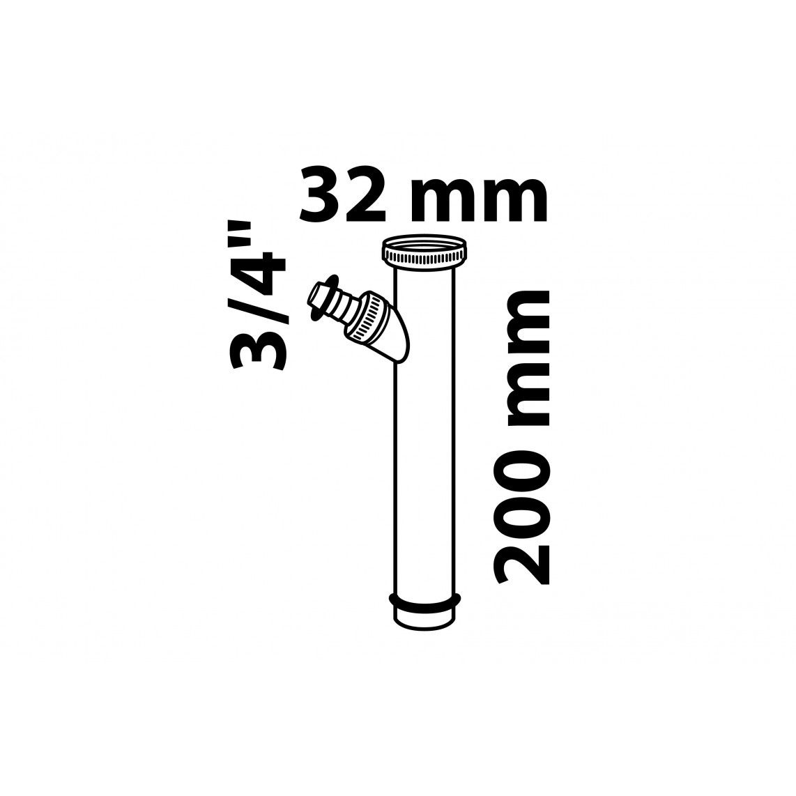 988402118 Immersion tube, chrome, 32 mm x 3/4" sleeve x 200 mm, with device connection vue 2
