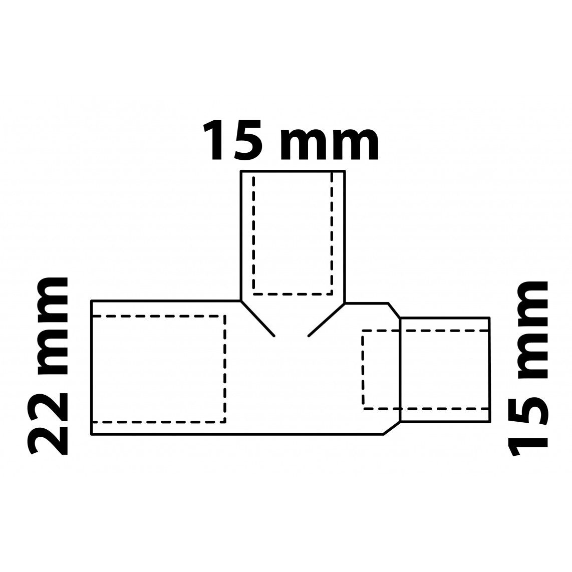 989279055 CU verloop T-stuk, blanco, 22 mm x 15 mm x 15 mm, 3 mofen (5130) vue 3