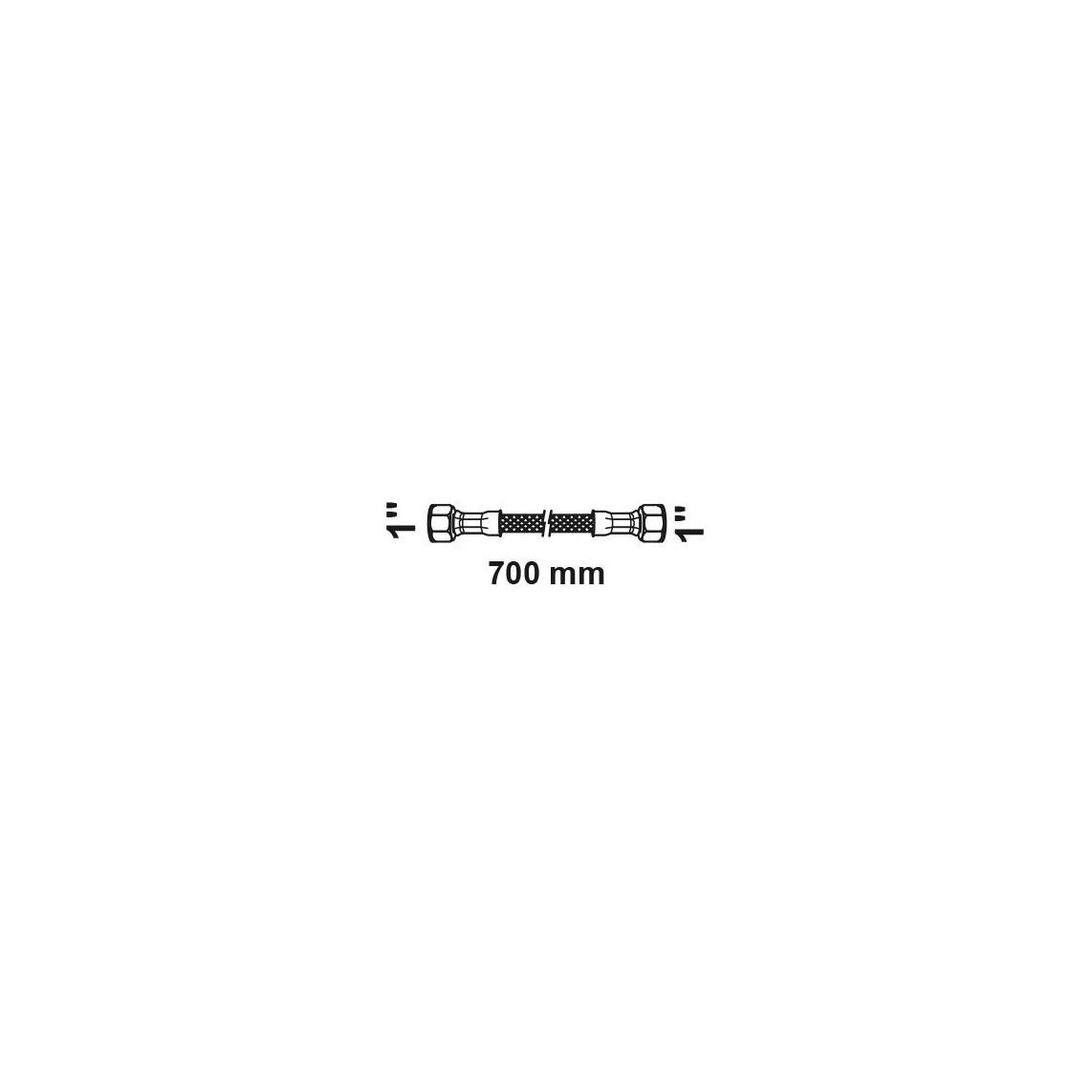 98628450 Flex verwarmingsaansluitslang, 1"BI x 700 mm x 1"BI vue 2